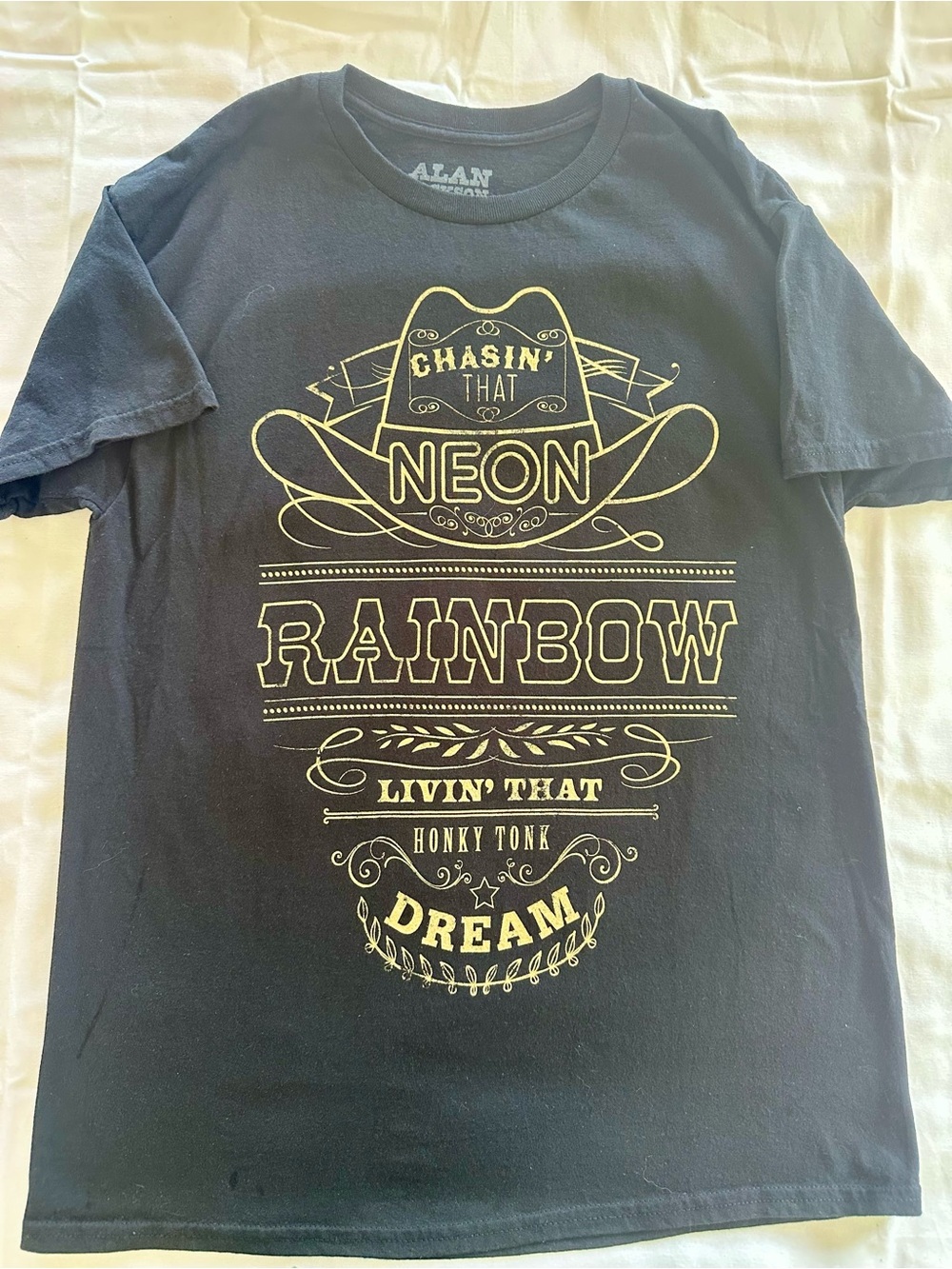 Black Graphic Tee - Neon Rainbow Alan Jackson